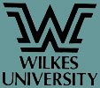 A black-and-white representation of the Wilkes University 'flying W' logo.