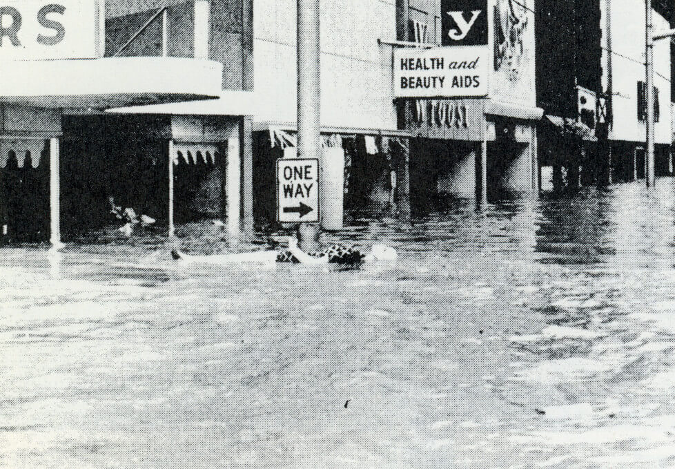 Wilkes-Barre street flooded in the days following Hurricane Agnes