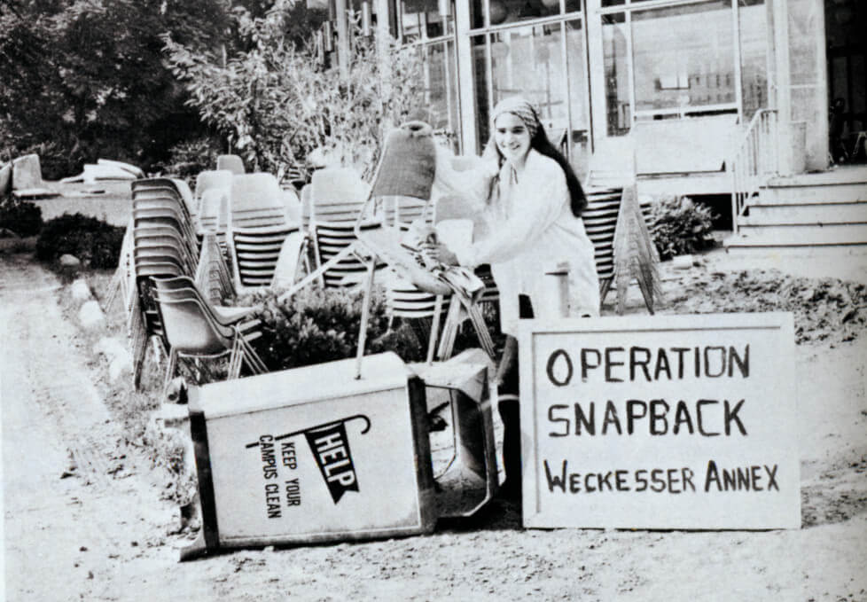 A woman participates in "Operation Snapback" at Weckesser Annex