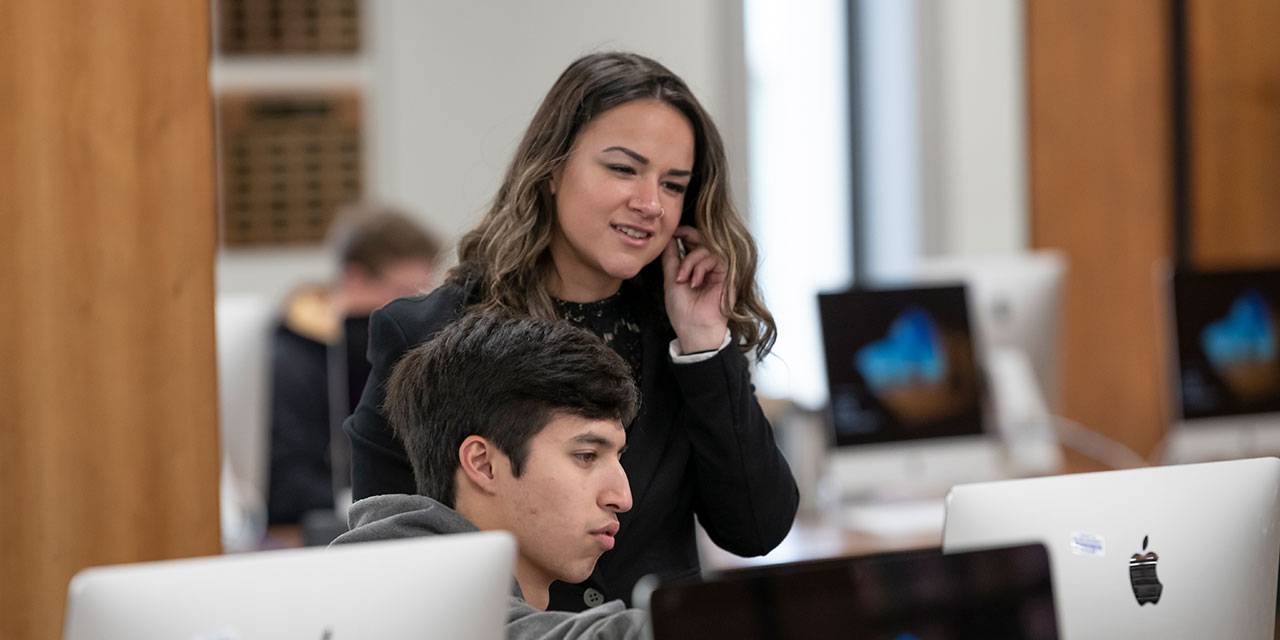 Students working on computers