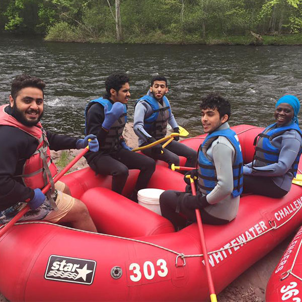 International Wilkes students on whitewater rafting trip