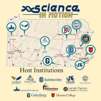 Map of Science in Motion host institutions