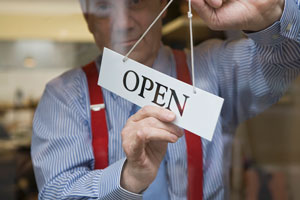 Business owner opening for the day.