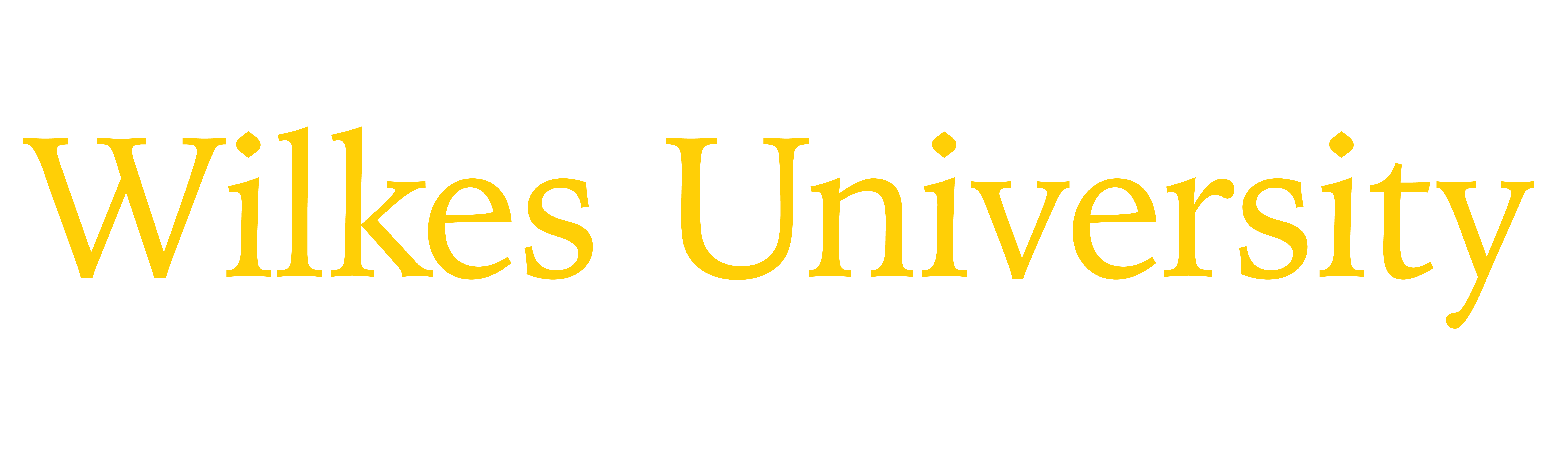 Wilkes University logo - horizontal with gold text