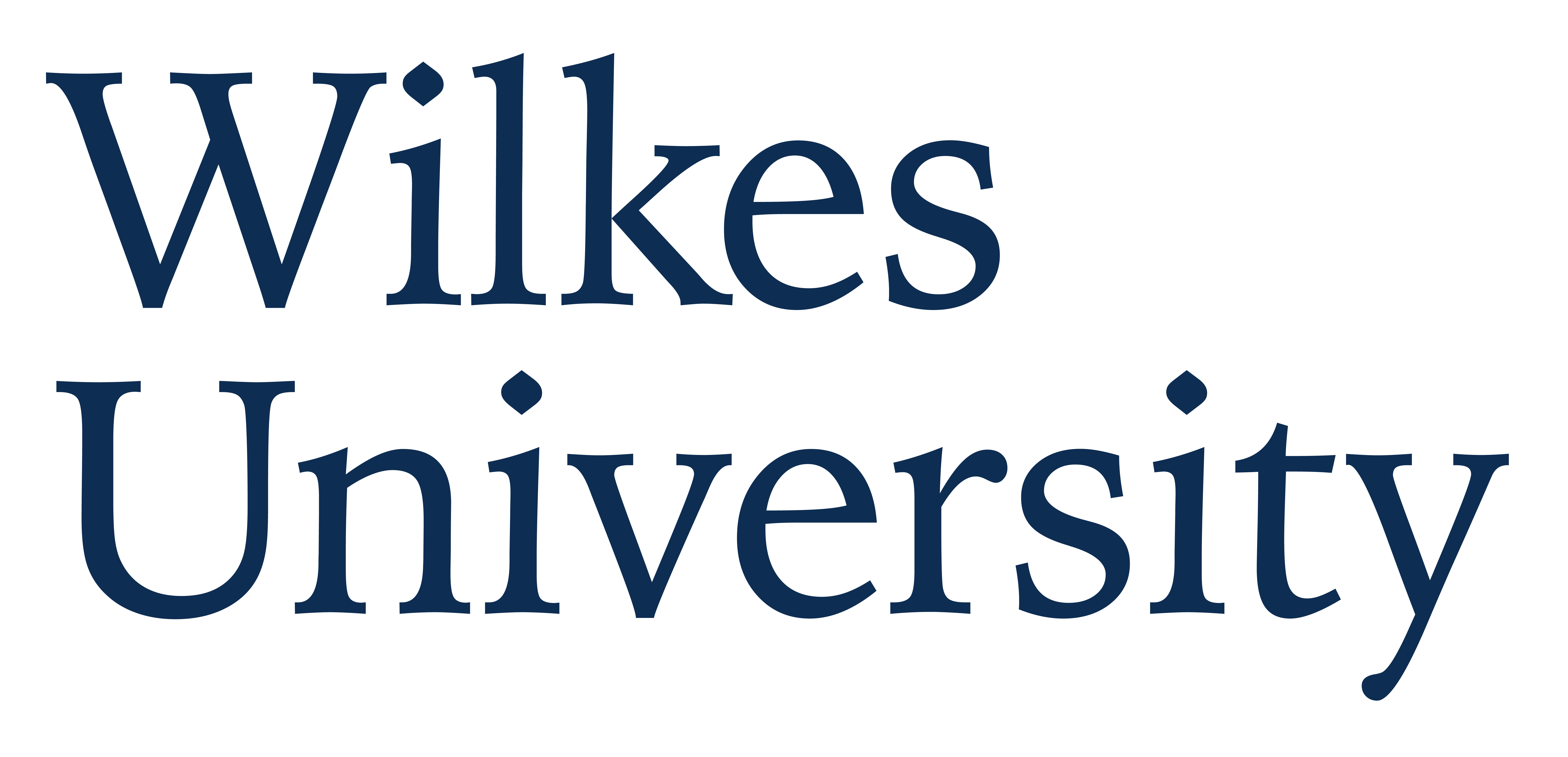 Wilkes University logo - vertical with blue text