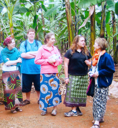 Dr. Winkler (far right) leads students on a study abroad program in Tanzania.