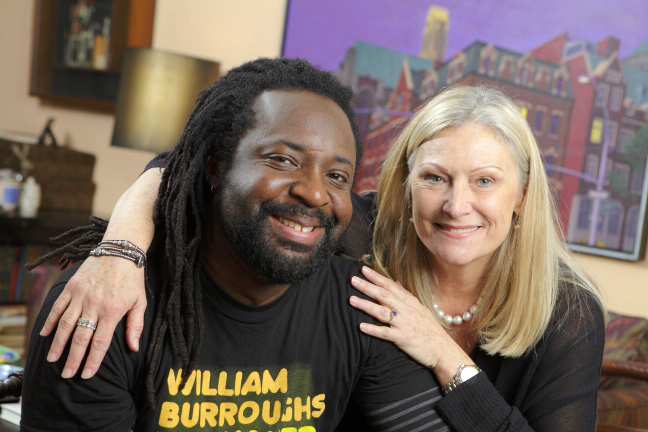 Marlon James left, pictured with Wilkes Creative Writing faculty member, Kaylie Jones
